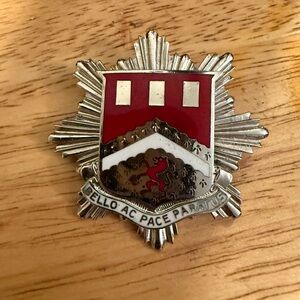 Silver and Red Crest Badge
